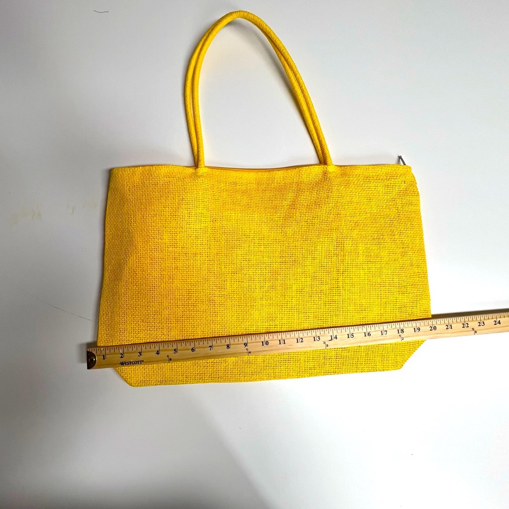 Beach bag with zipper, yellow tote bag